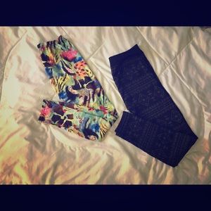 Two pair of Yoga pants (medium and large )